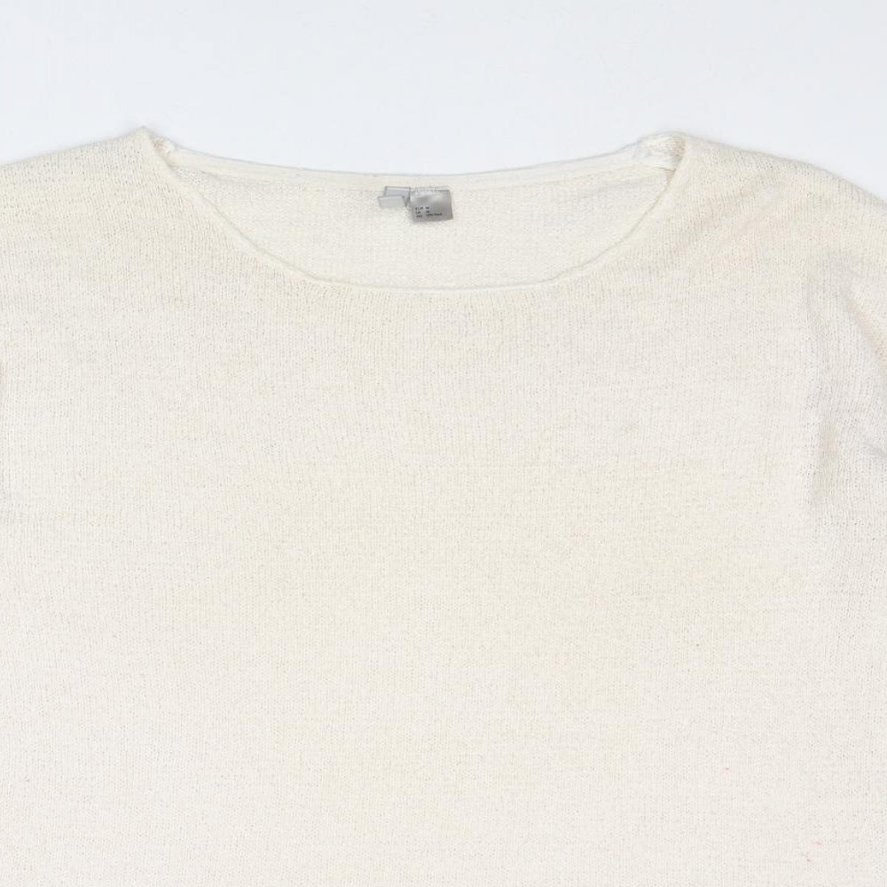 Divided by H&M Womens Ivory Round Neck Acrylic Pullover Jumper Size M