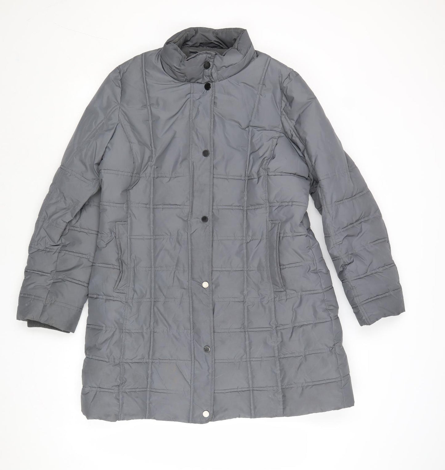 Precis Womens Grey Quilted Coat Size 14 Zip