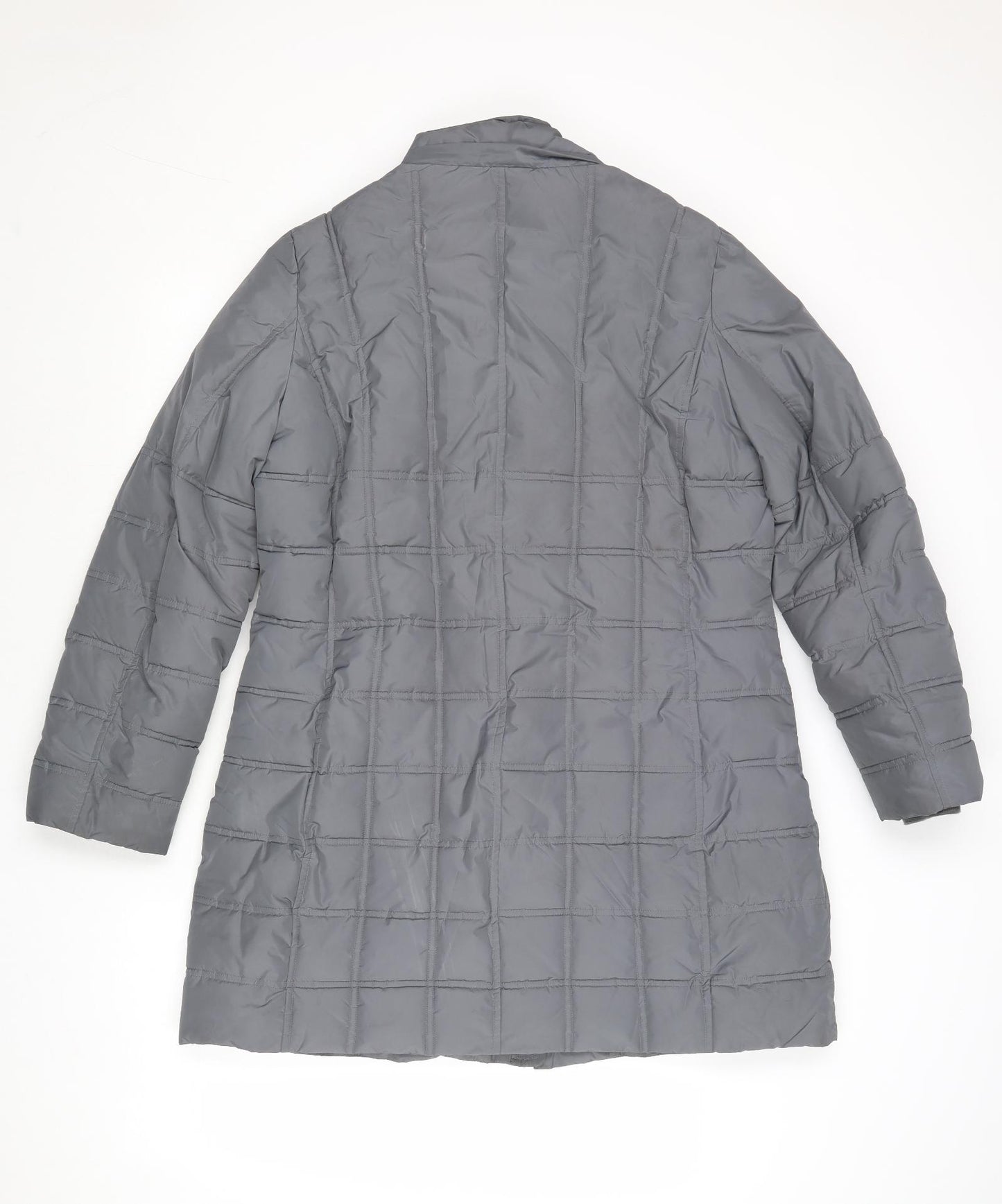 Precis Womens Grey Quilted Coat Size 14 Zip