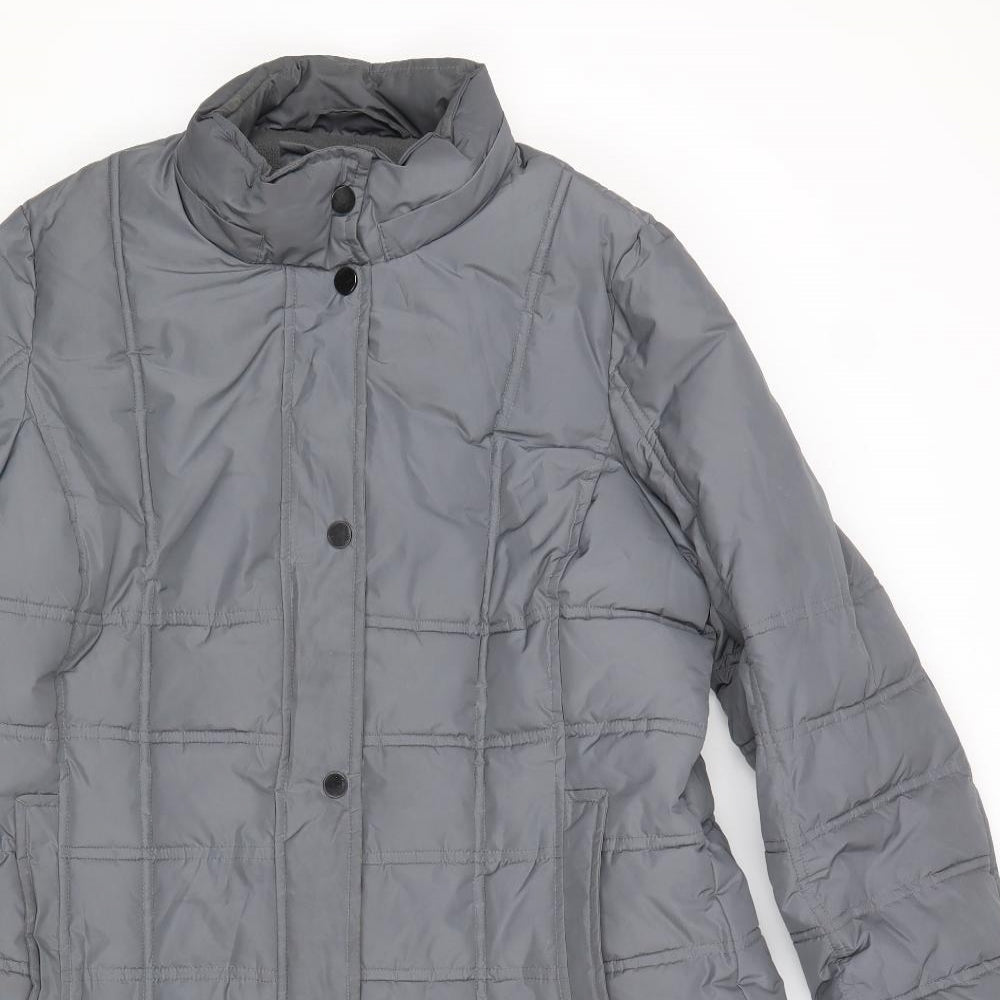 Precis Womens Grey Quilted Coat Size 14 Zip
