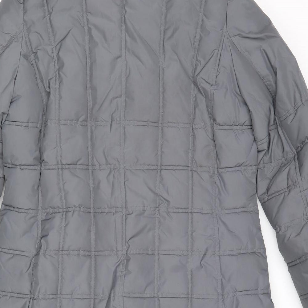 Precis Womens Grey Quilted Coat Size 14 Zip