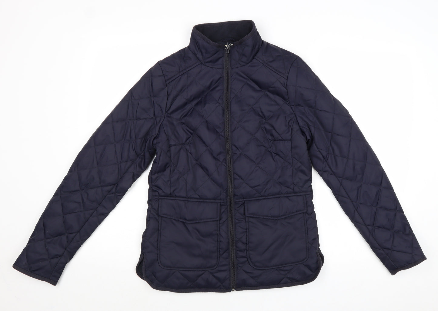 H&M Womens Blue Quilted Jacket Size 8 Zip