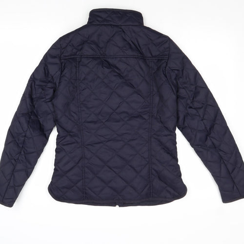 H&M Womens Blue Quilted Jacket Size 8 Zip