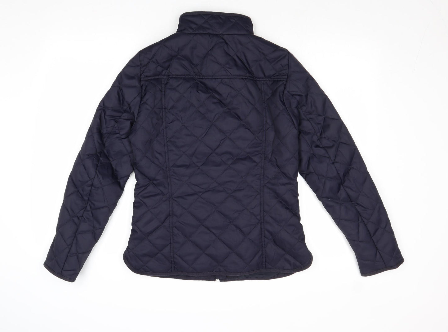 H&M Womens Blue Quilted Jacket Size 8 Zip