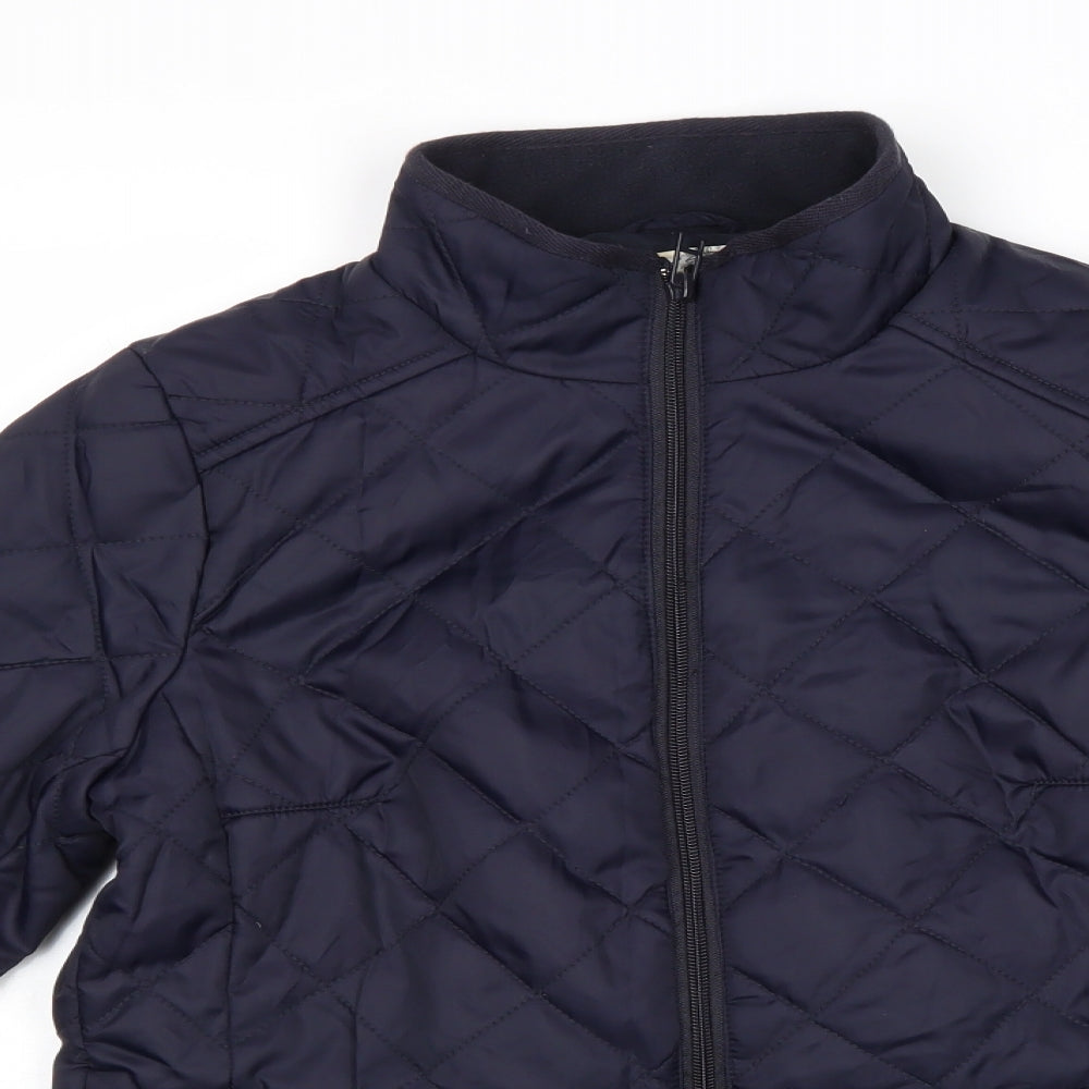 H&M Womens Blue Quilted Jacket Size 8 Zip