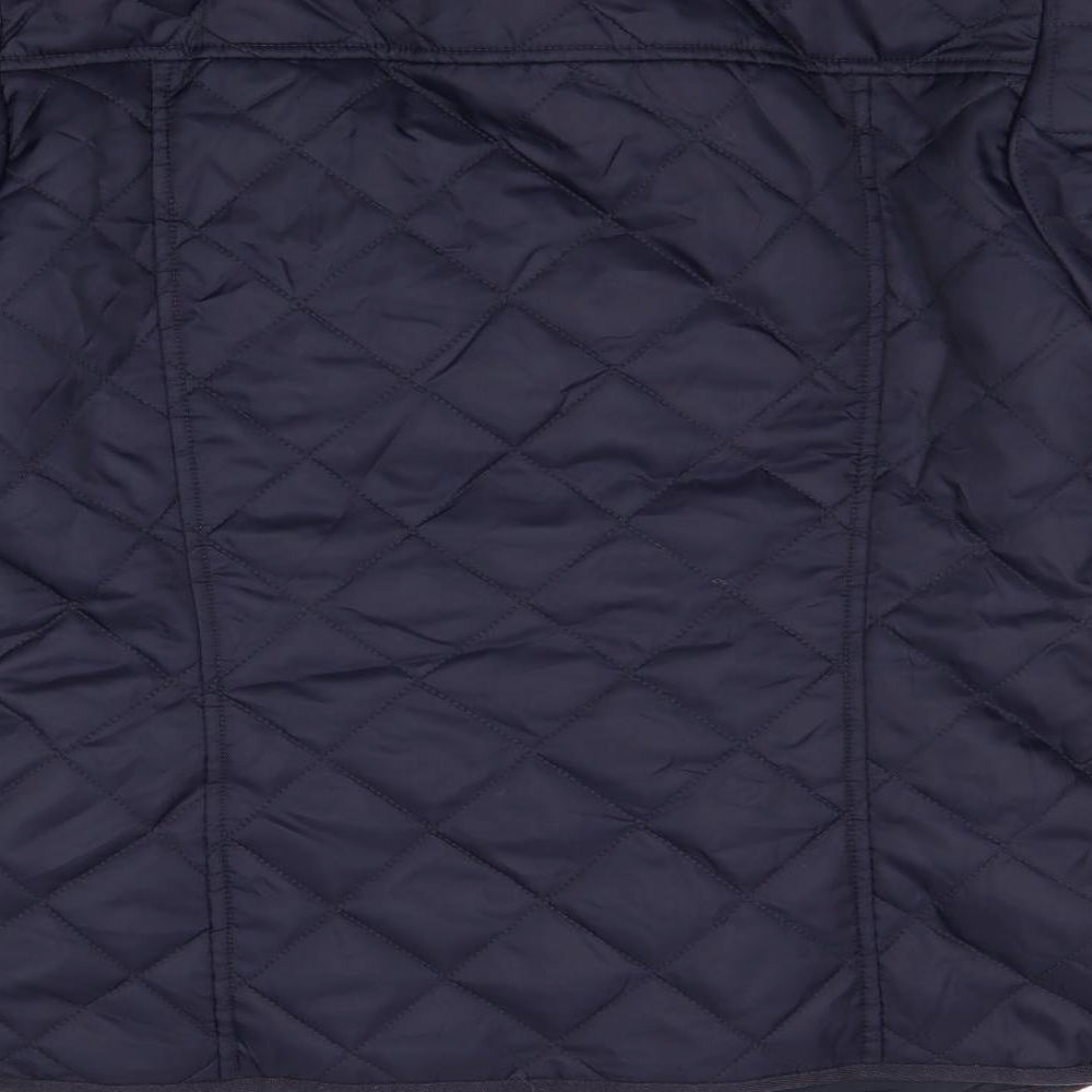 H&M Womens Blue Quilted Jacket Size 8 Zip