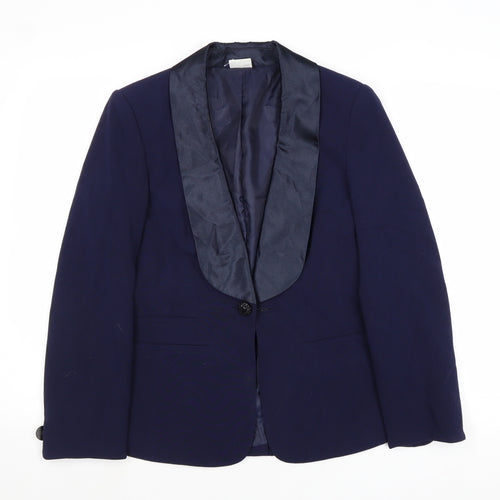 Together Womens Blue Polyester Jacket Suit Jacket Size 12