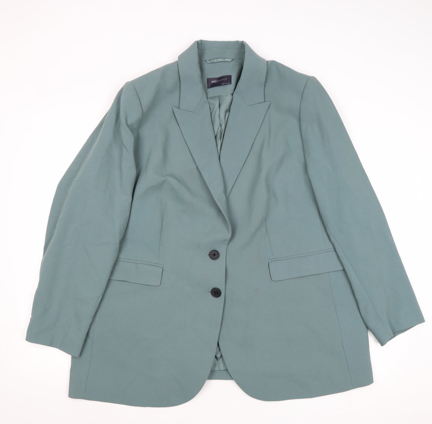 Marks and Spencer Womens Green Polyester Jacket Suit Jacket Size 22