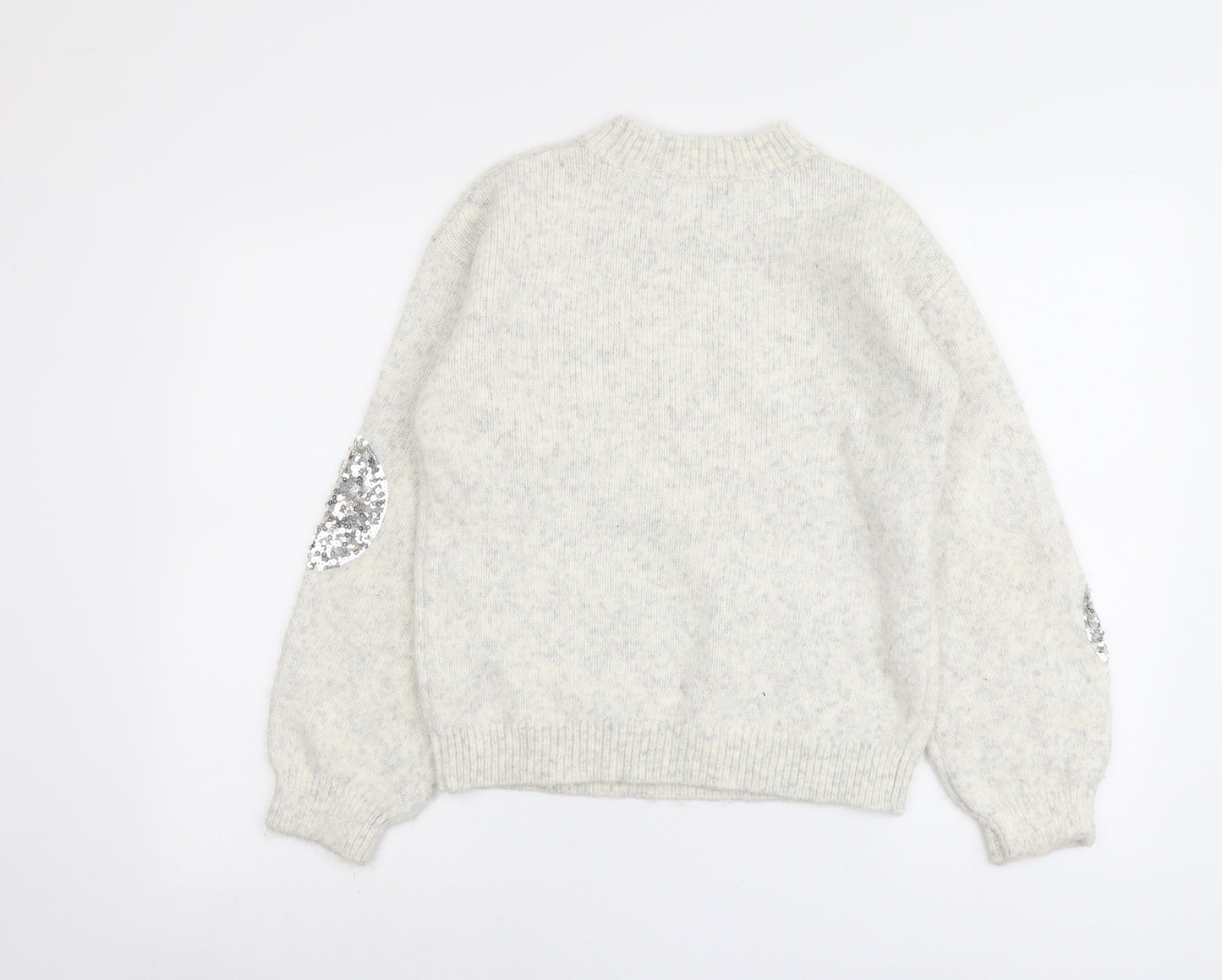Marks and Spencer Womens Beige Round Neck Geometric Acrylic Pullover Jumper Size XS