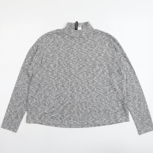 H&M Womens Grey High Neck Polyester Pullover Jumper Size S