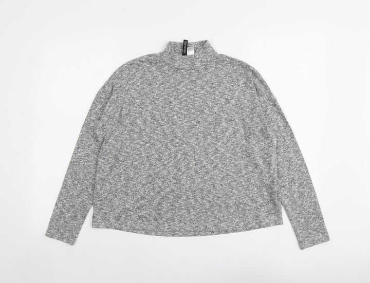 H&M Womens Grey High Neck Polyester Pullover Jumper Size S