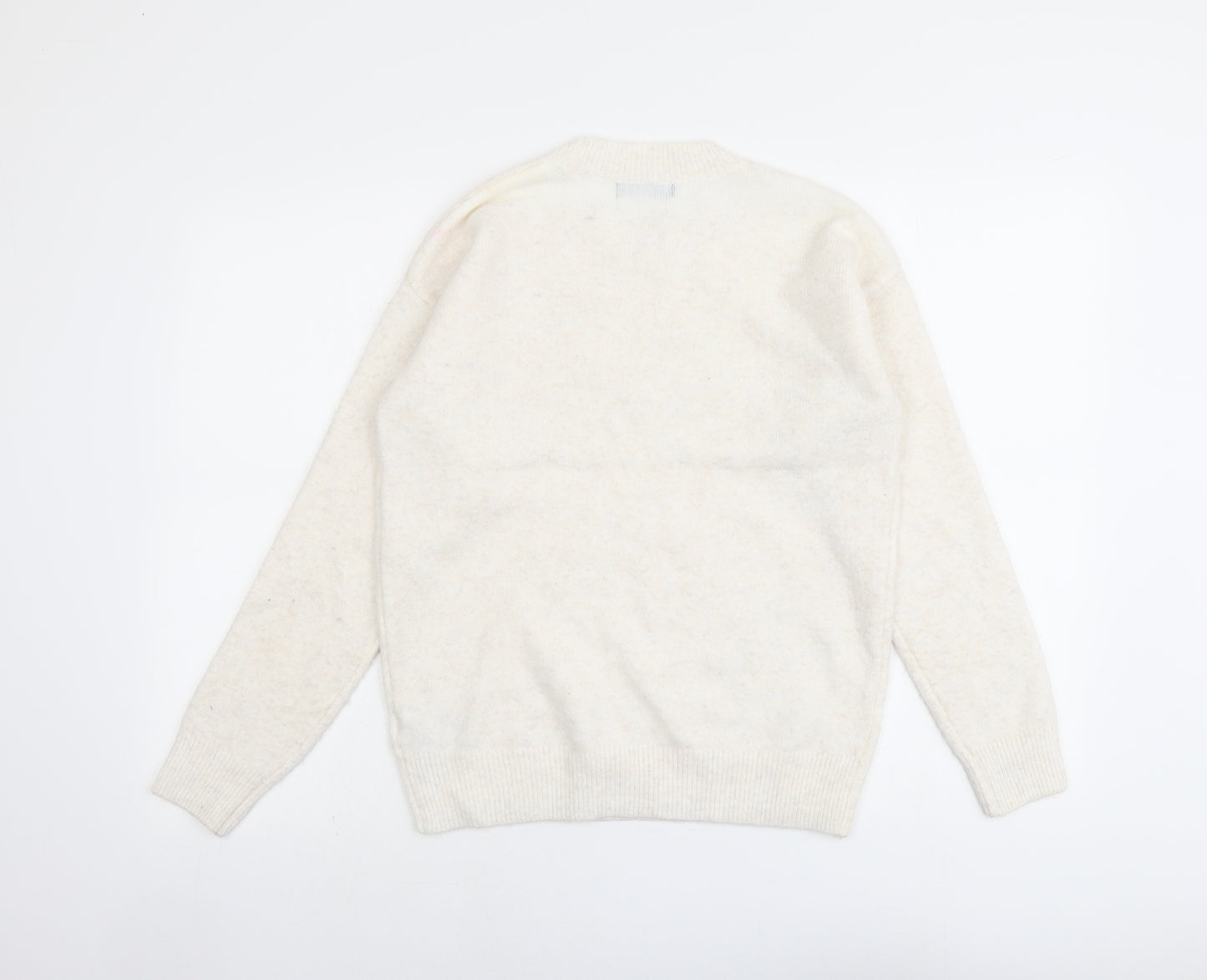 Marks and Spencer Womens Beige Round Neck Acrylic Pullover Jumper Size S - Wish