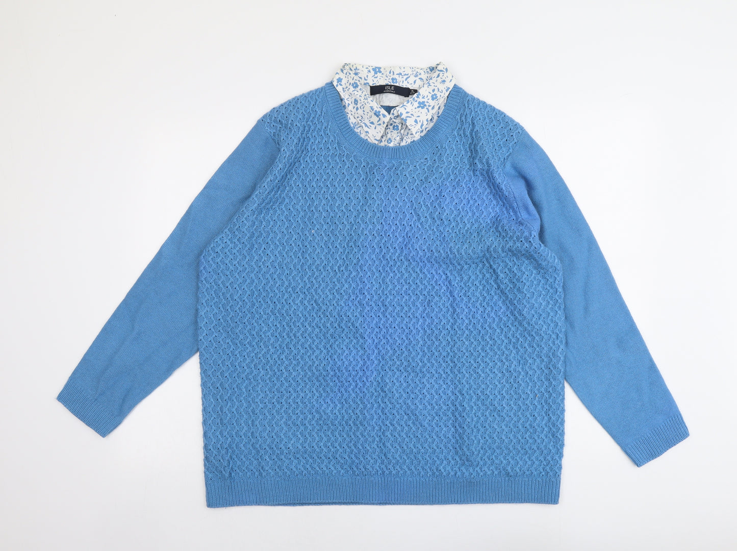 EWM Womens Blue Collared Acrylic Pullover Jumper Size 22 - Size 22-24 Shirt Insert