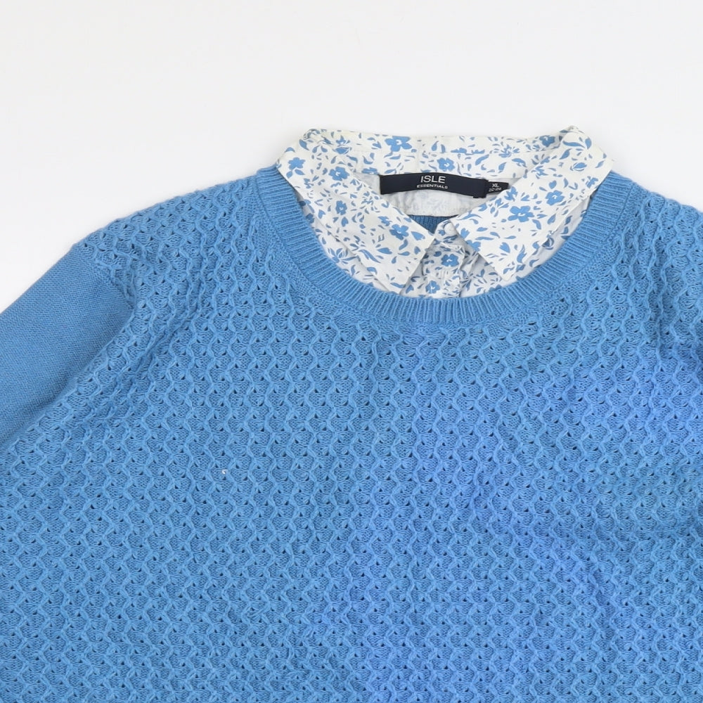 EWM Womens Blue Collared Acrylic Pullover Jumper Size 22 - Size 22-24 Shirt Insert