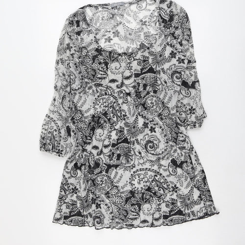 Per Una Womens Grey Paisley Polyester Tunic Blouse Size 12 Scoop Neck