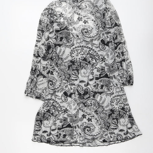Per Una Womens Grey Paisley Polyester Tunic Blouse Size 12 Scoop Neck