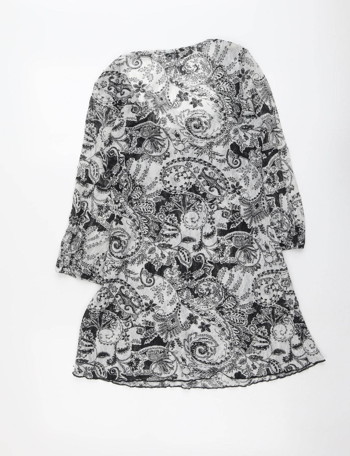 Per Una Womens Grey Paisley Polyester Tunic Blouse Size 12 Scoop Neck