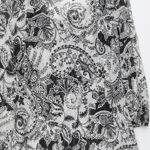 Per Una Womens Grey Paisley Polyester Tunic Blouse Size 12 Scoop Neck
