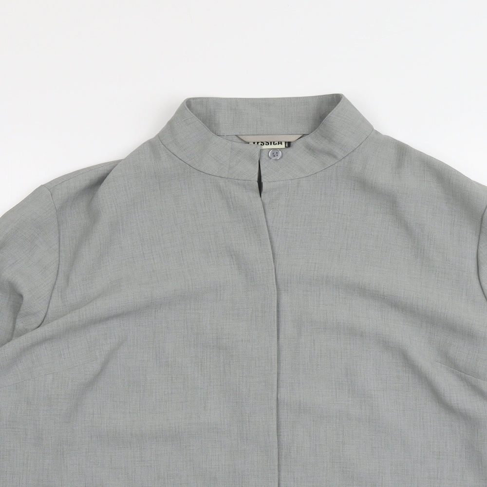 C&A Womens Grey Polyester Basic Blouse Size 18 Mock Neck
