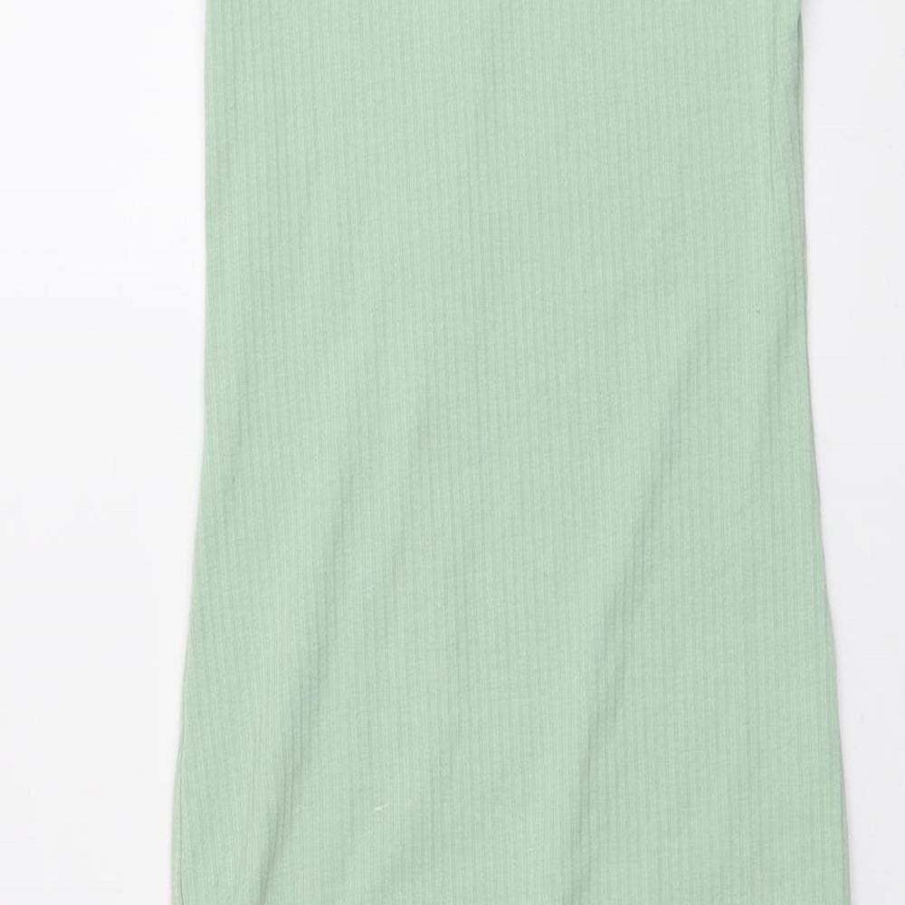 Outrageous Womens Green Cotton T-Shirt Dress Size 12 Collared Button