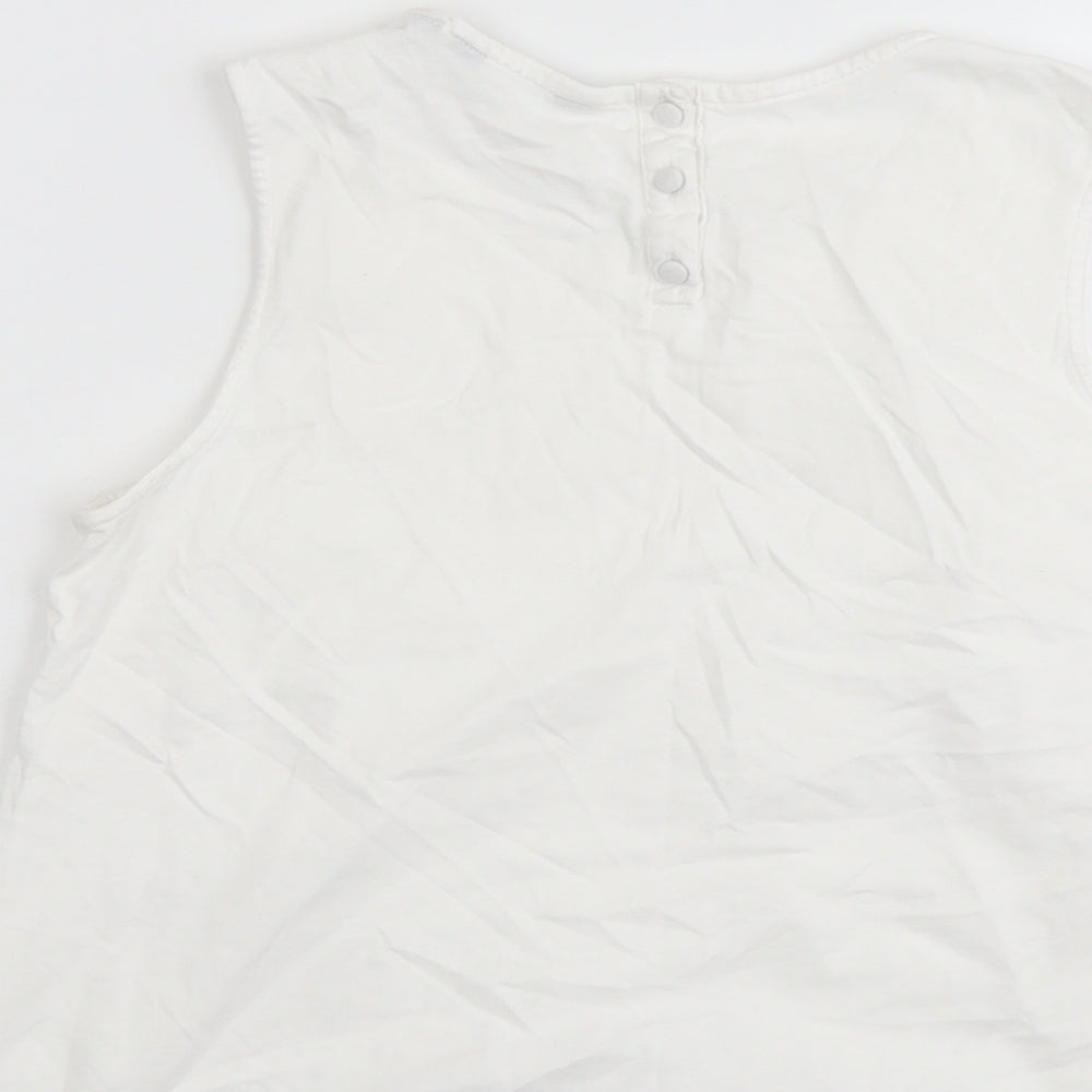 New Look Womens White Cotton Basic Tank Size 10 Round Neck