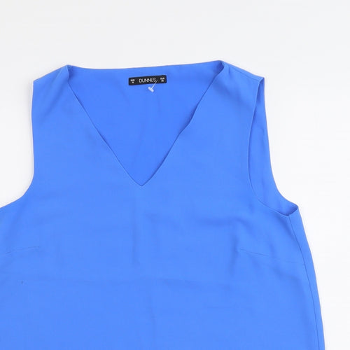 Dunnes Stores Womens Blue Polyester Basic Tank Size 10 V-Neck