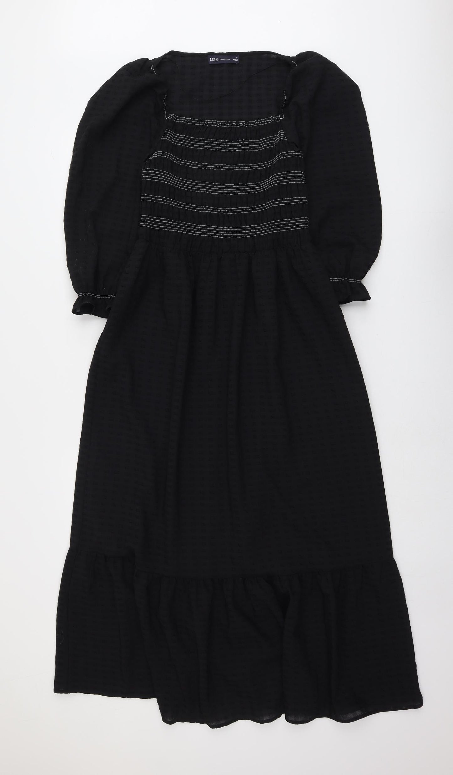 Marks and Spencer Womens Black Polyester Trapeze & Swing Size 12 Square Neck Pullover