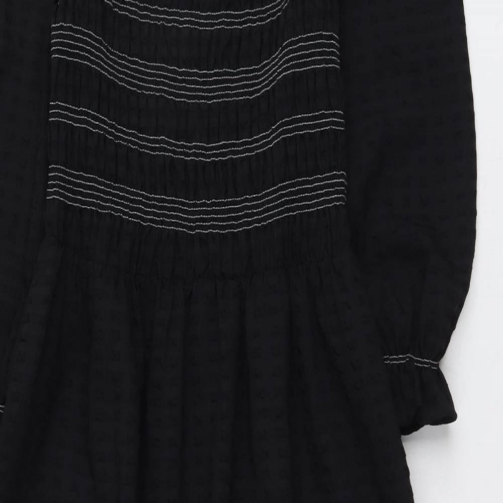Marks and Spencer Womens Black Polyester Trapeze & Swing Size 12 Square Neck Pullover