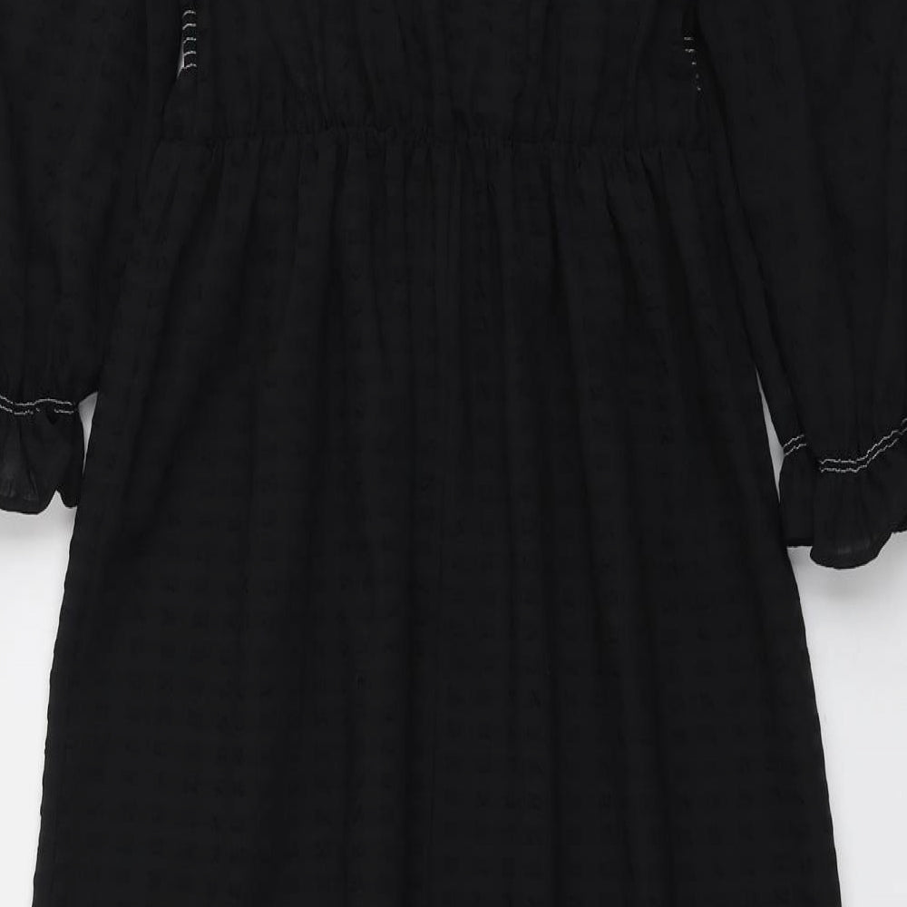 Marks and Spencer Womens Black Polyester Trapeze & Swing Size 12 Square Neck Pullover