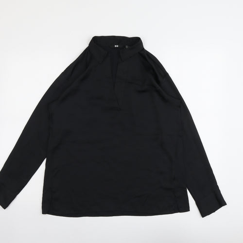Unqilo Womens Black Polyester Basic Blouse Size XS V-Neck