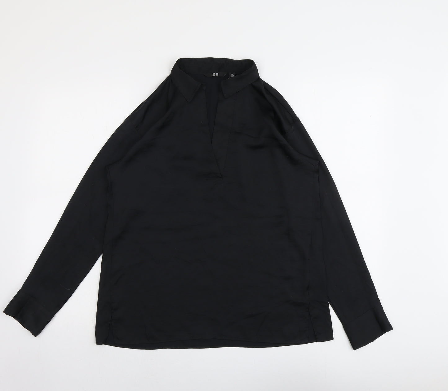 Unqilo Womens Black Polyester Basic Blouse Size XS V-Neck