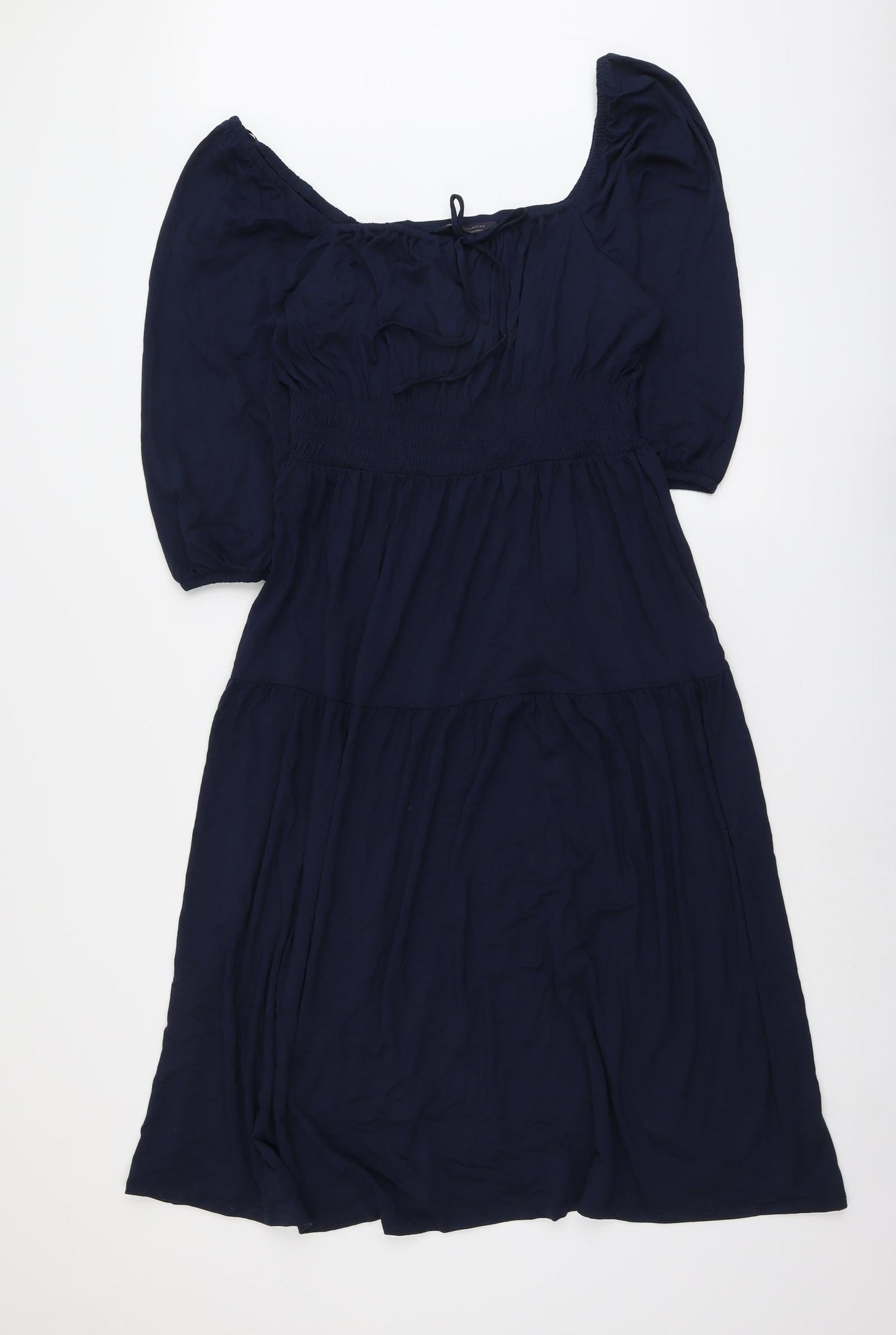 Marks and Spencer Womens Blue Viscose Trapeze & Swing Size 12 Round Neck Pullover