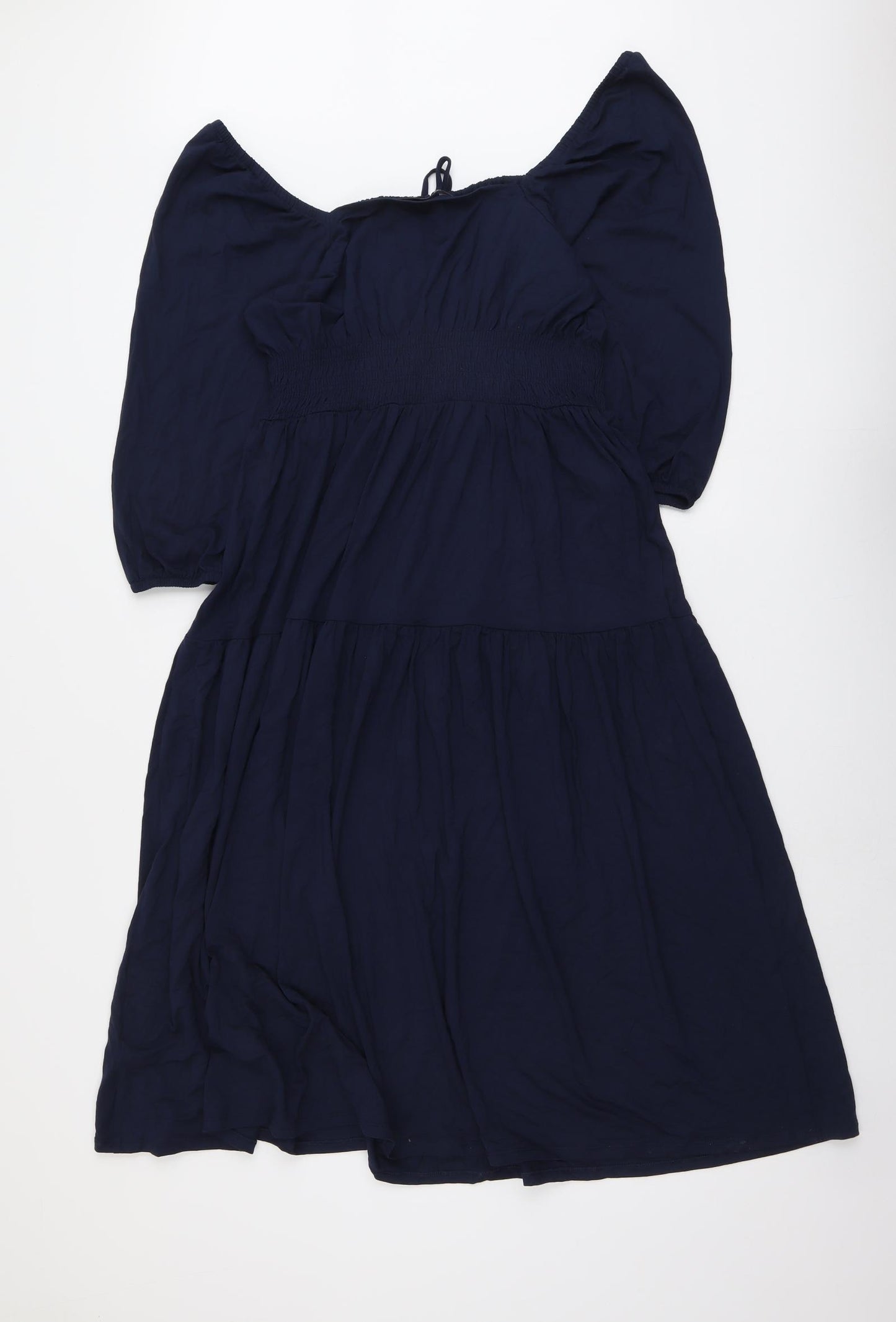 Marks and Spencer Womens Blue Viscose Trapeze & Swing Size 12 Round Neck Pullover