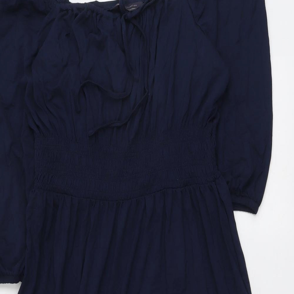 Marks and Spencer Womens Blue Viscose Trapeze & Swing Size 12 Round Neck Pullover