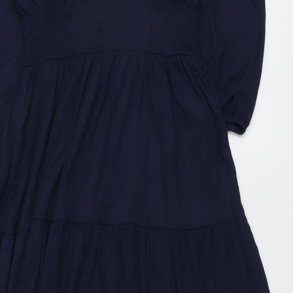 Marks and Spencer Womens Blue Viscose Trapeze & Swing Size 12 Round Neck Pullover