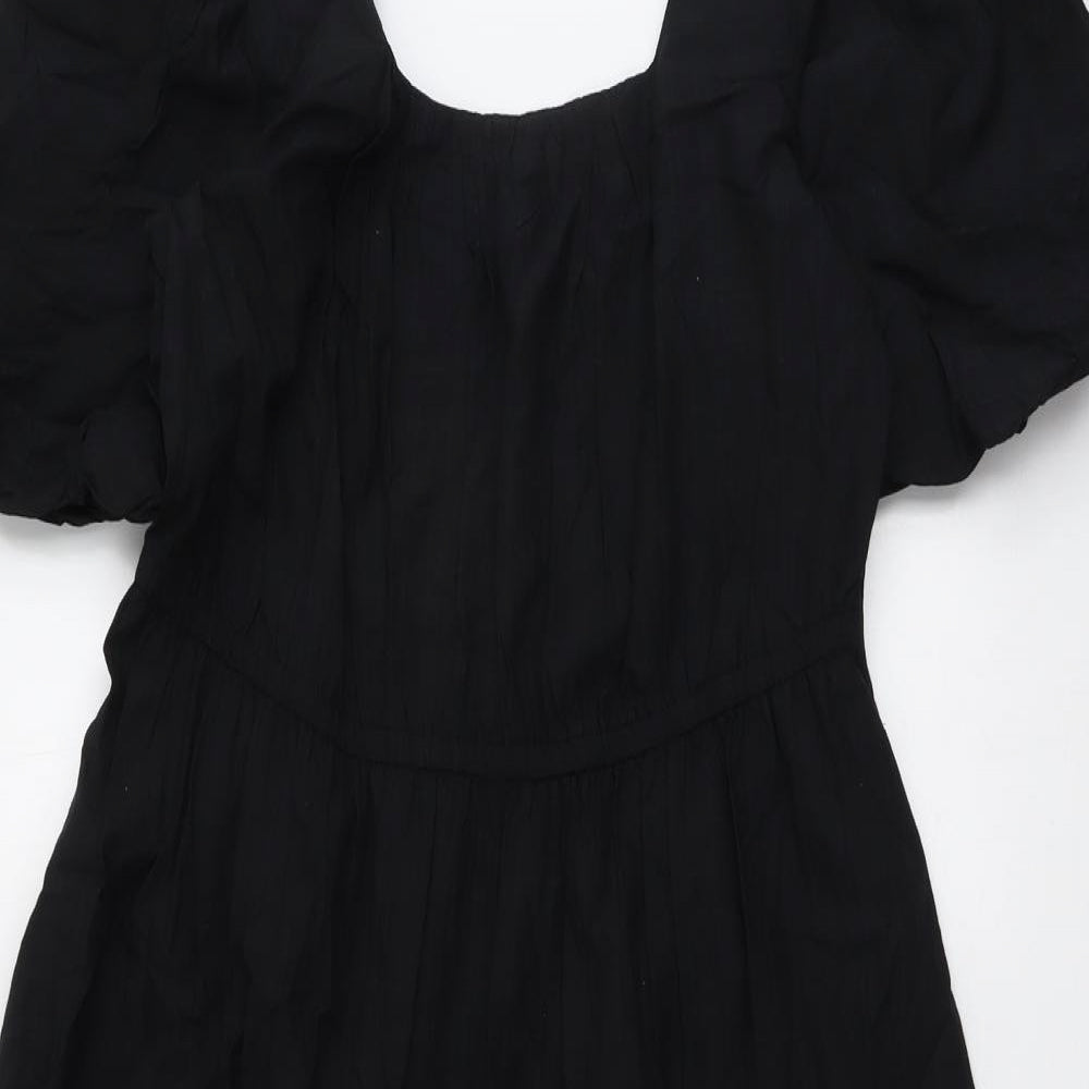 Marks and Spencer Womens Black Modal Trapeze & Swing Size 14 Round Neck Pullover