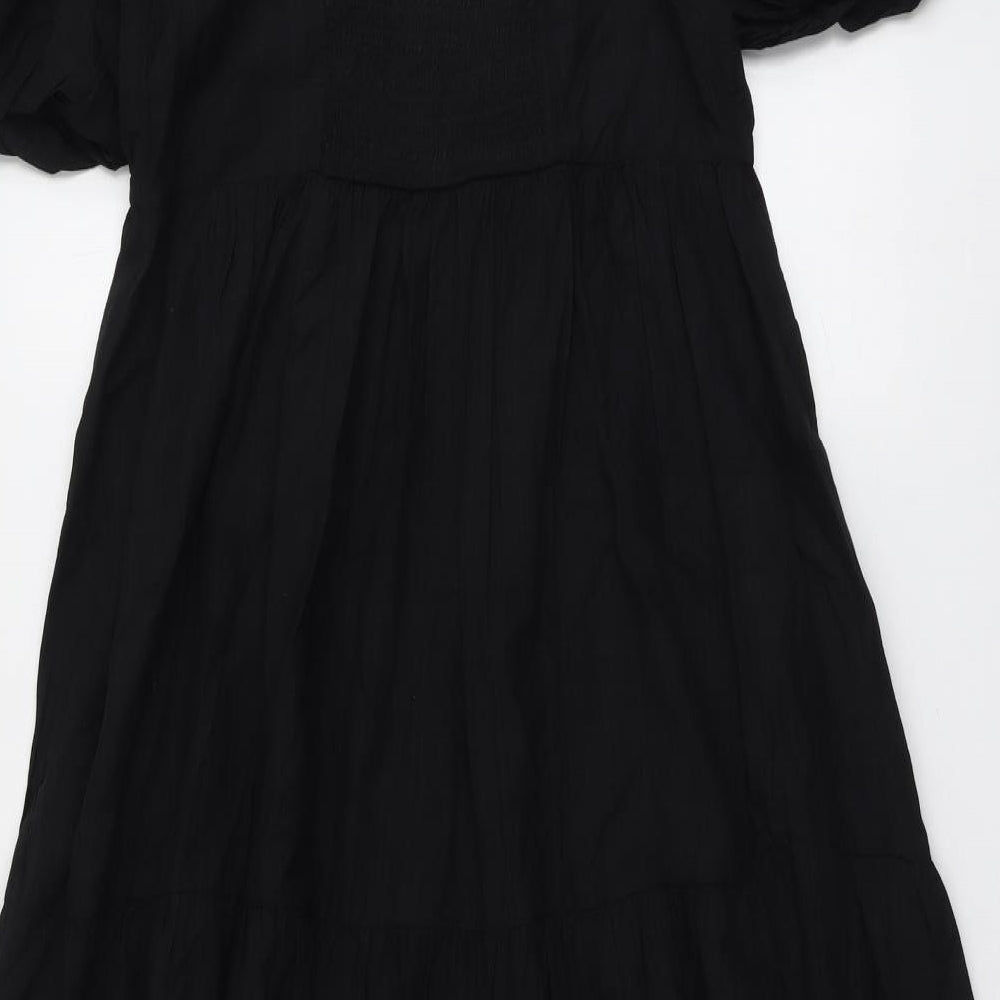 Marks and Spencer Womens Black Modal Trapeze & Swing Size 14 Round Neck Pullover