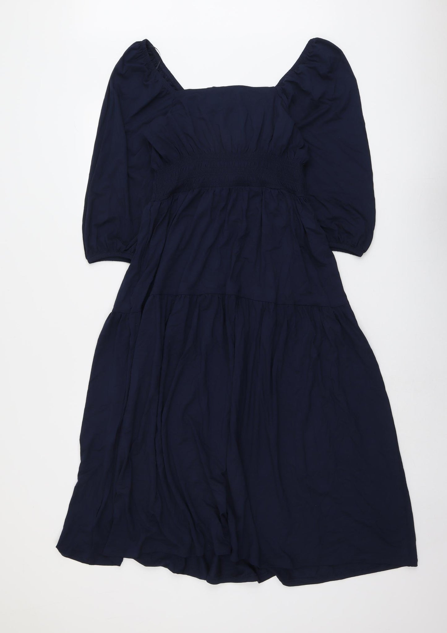 Marks and Spencer Womens Blue Viscose Trapeze & Swing Size 12 Round Neck Pullover