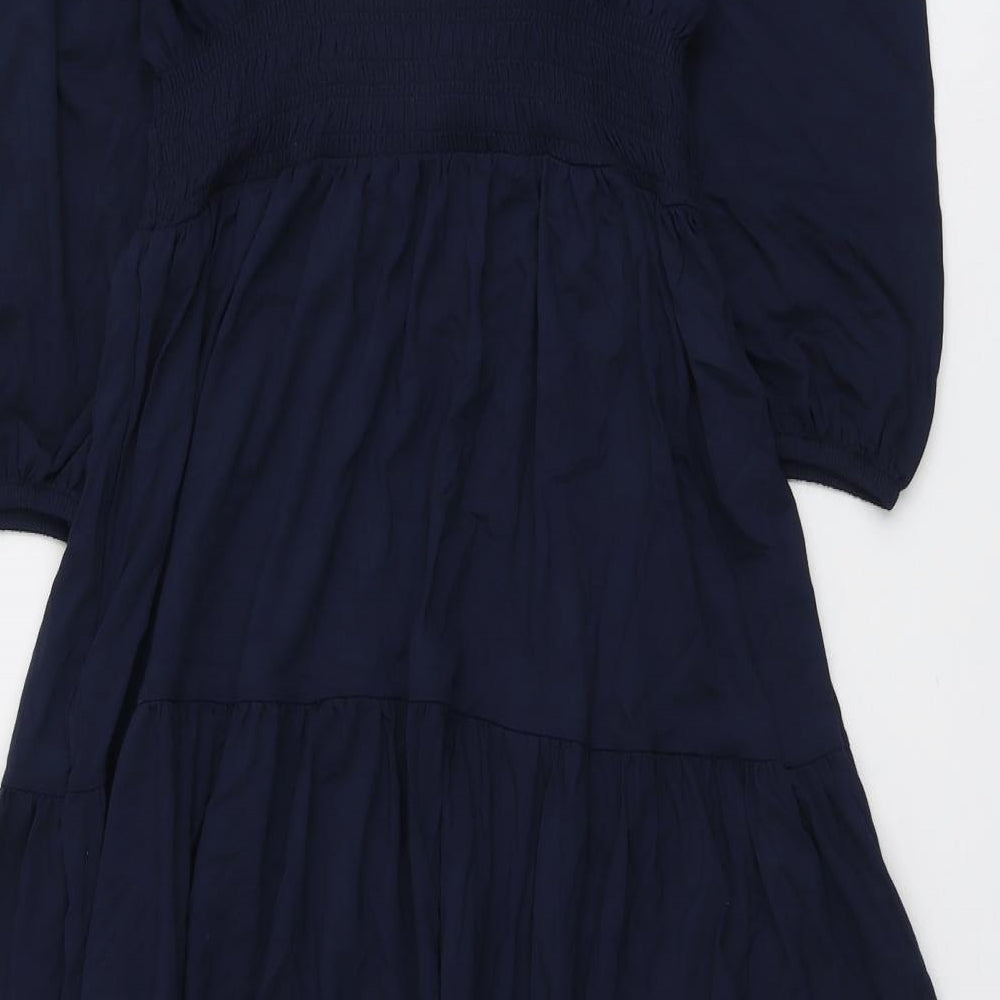 Marks and Spencer Womens Blue Viscose Trapeze & Swing Size 12 Round Neck Pullover