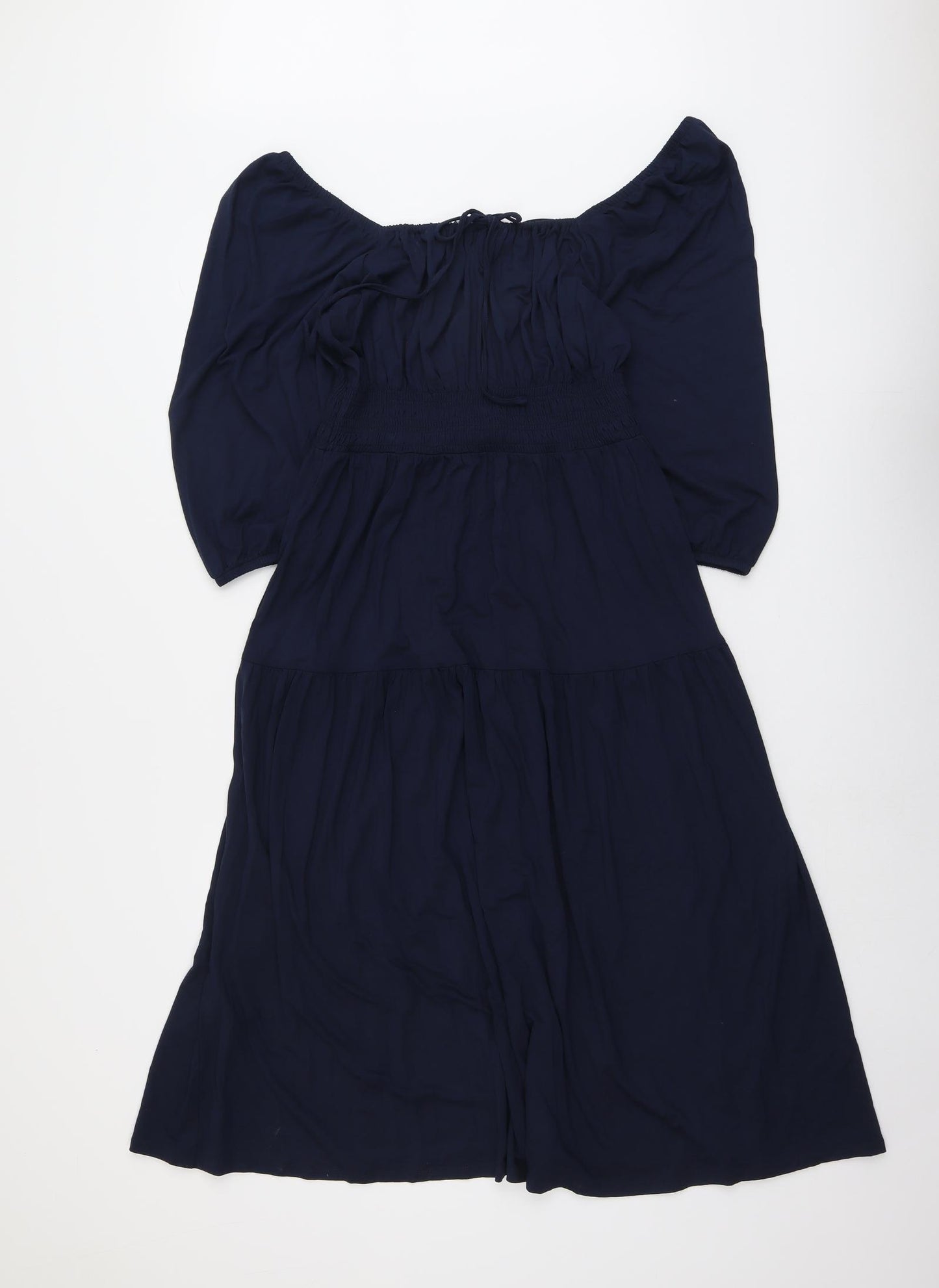 Marks and Spencer Womens Blue Viscose Trapeze & Swing Size 12 Round Neck Pullover