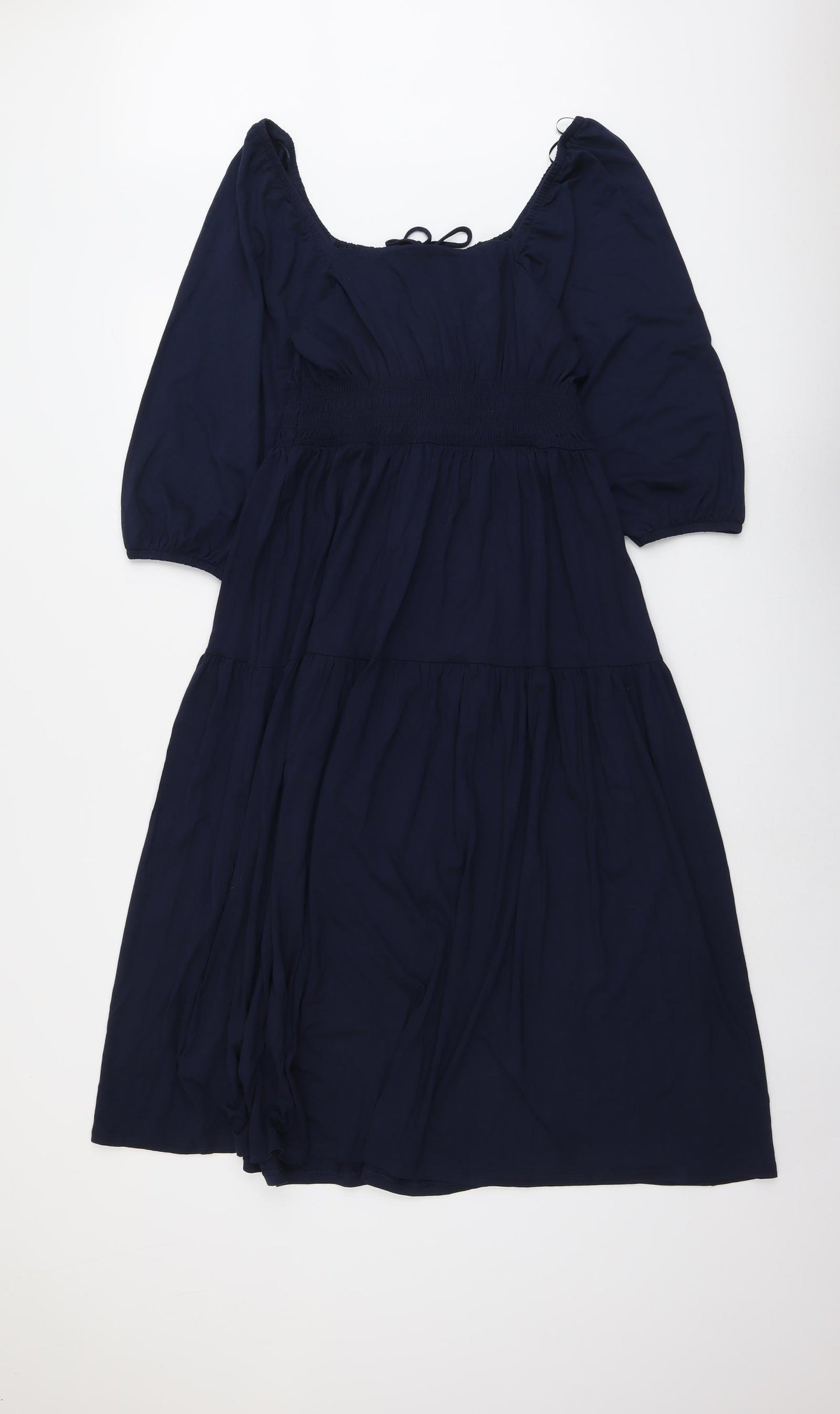Marks and Spencer Womens Blue Viscose Trapeze & Swing Size 12 Round Neck Pullover