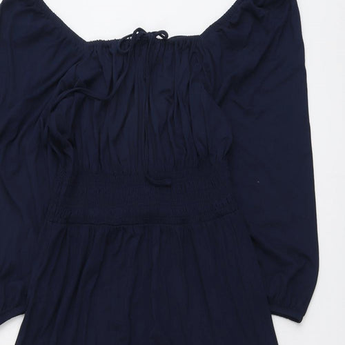 Marks and Spencer Womens Blue Viscose Trapeze & Swing Size 12 Round Neck Pullover