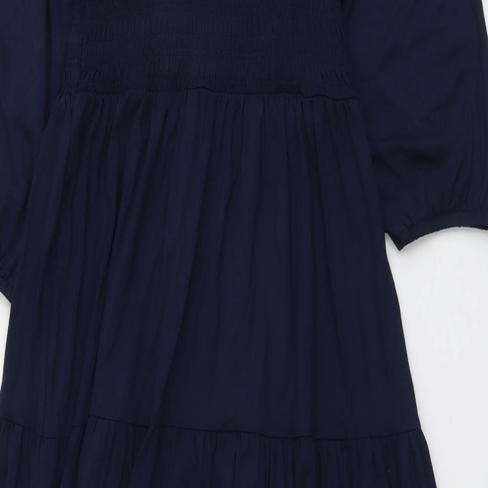 Marks and Spencer Womens Blue Viscose Trapeze & Swing Size 12 Round Neck Pullover
