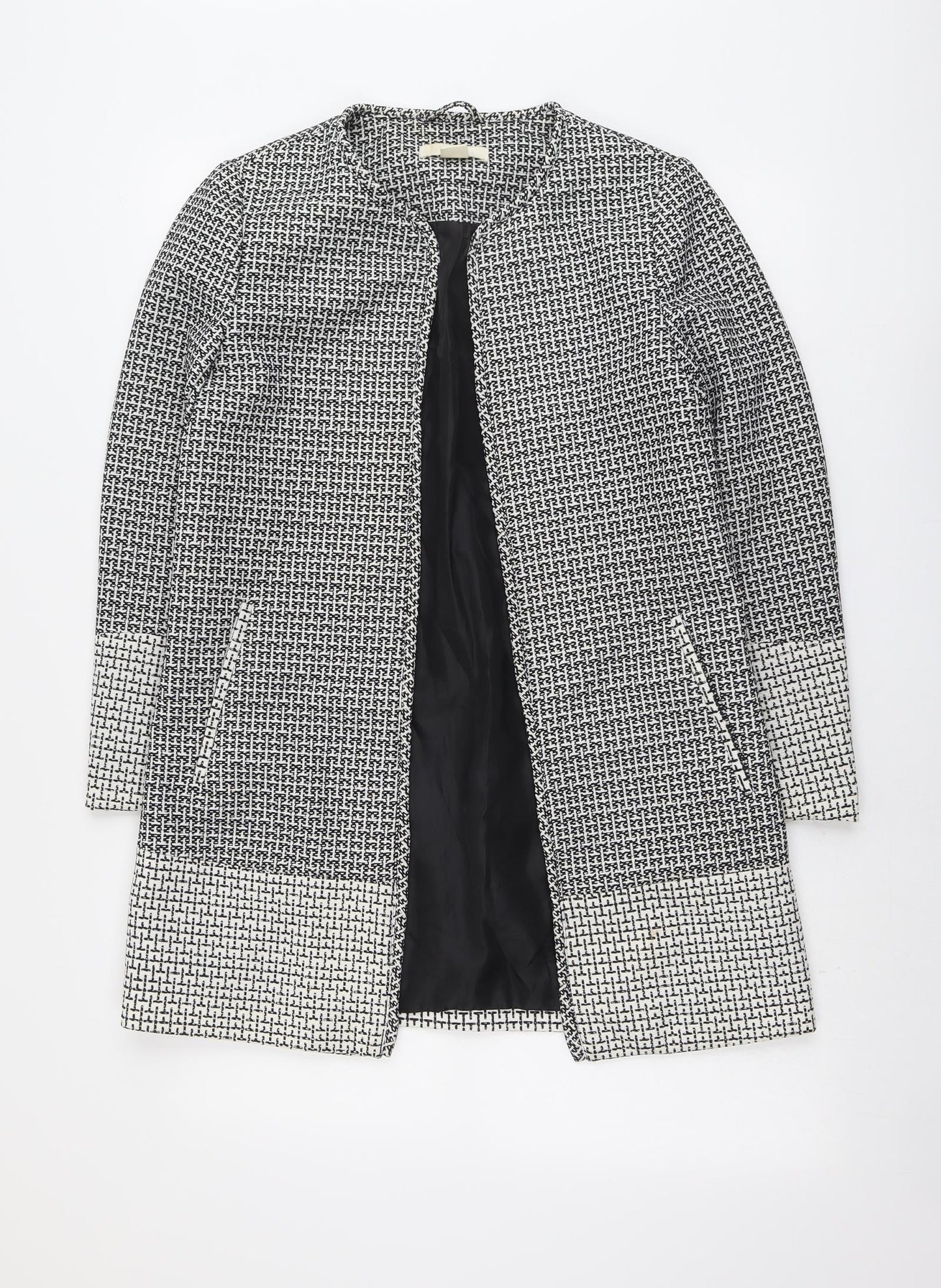 H&M Womens Black Geometric Jacket Blazer Size 8