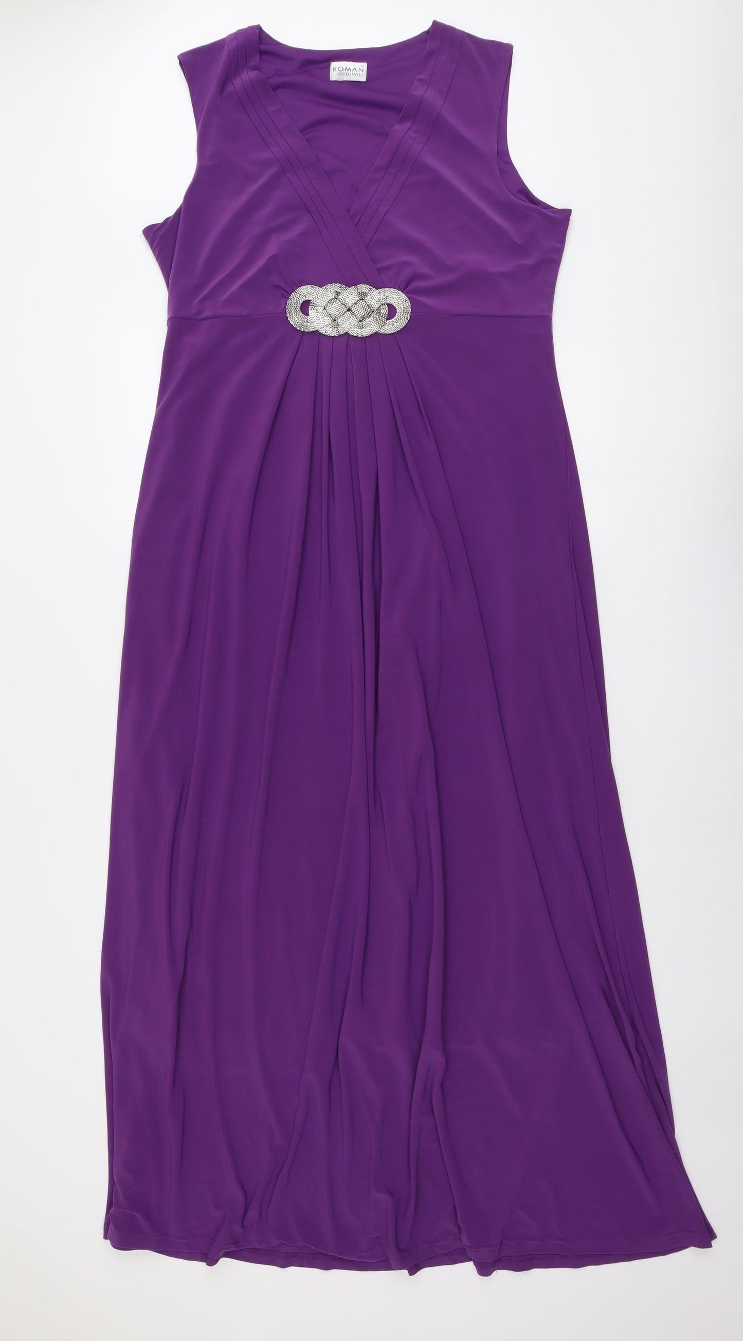 Roman Womens Purple Polyester Trapeze & Swing Size 16 V-Neck Pullover
