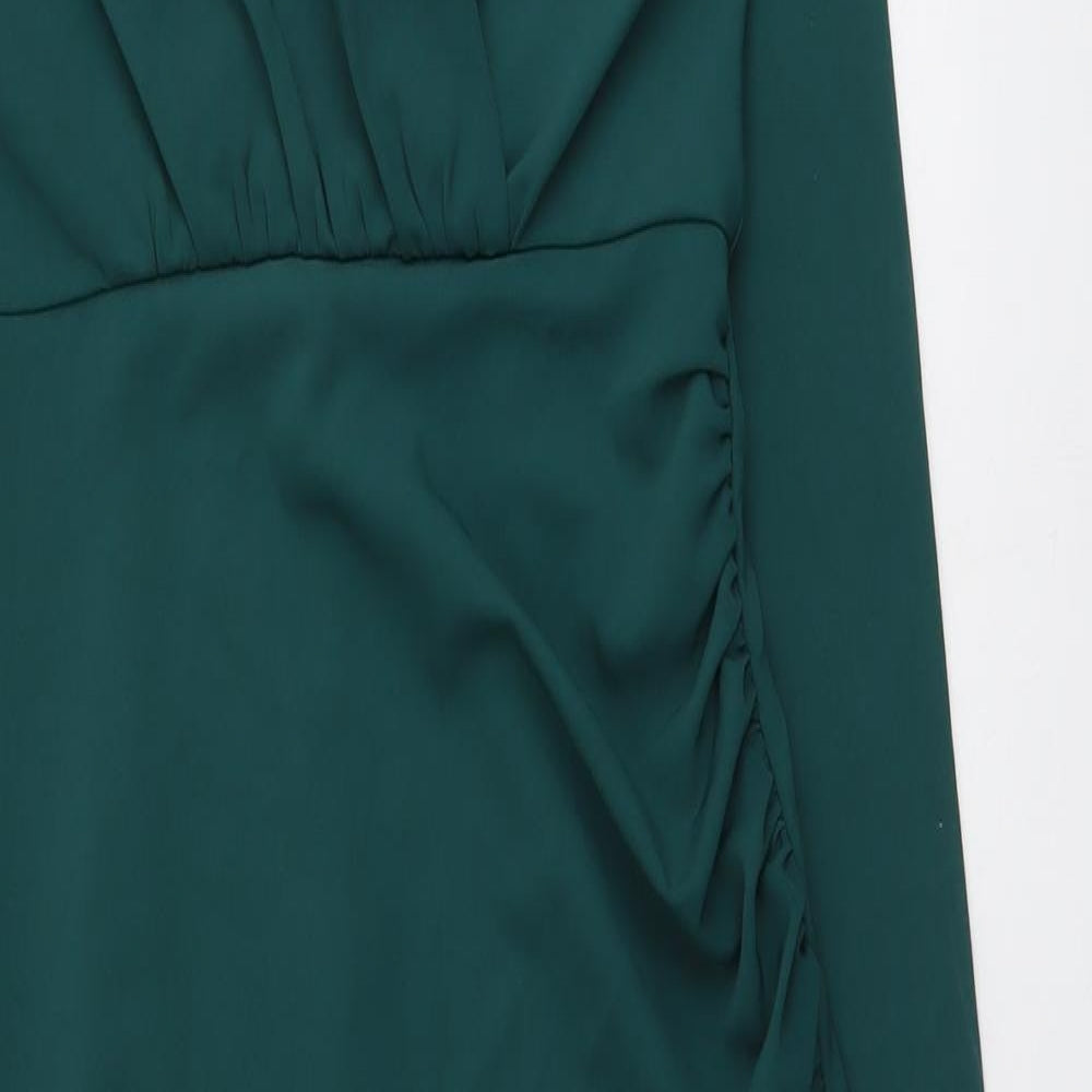 Inayah Womens Green Polyester Maxi Size M V-Neck Zip
