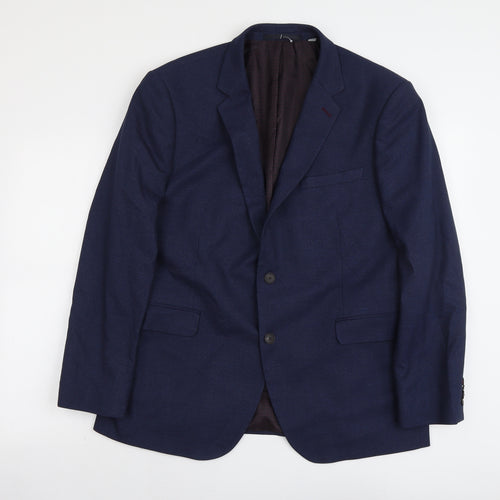 Burton Mens Blue Polyester Jacket Suit Jacket Size 44 Regular