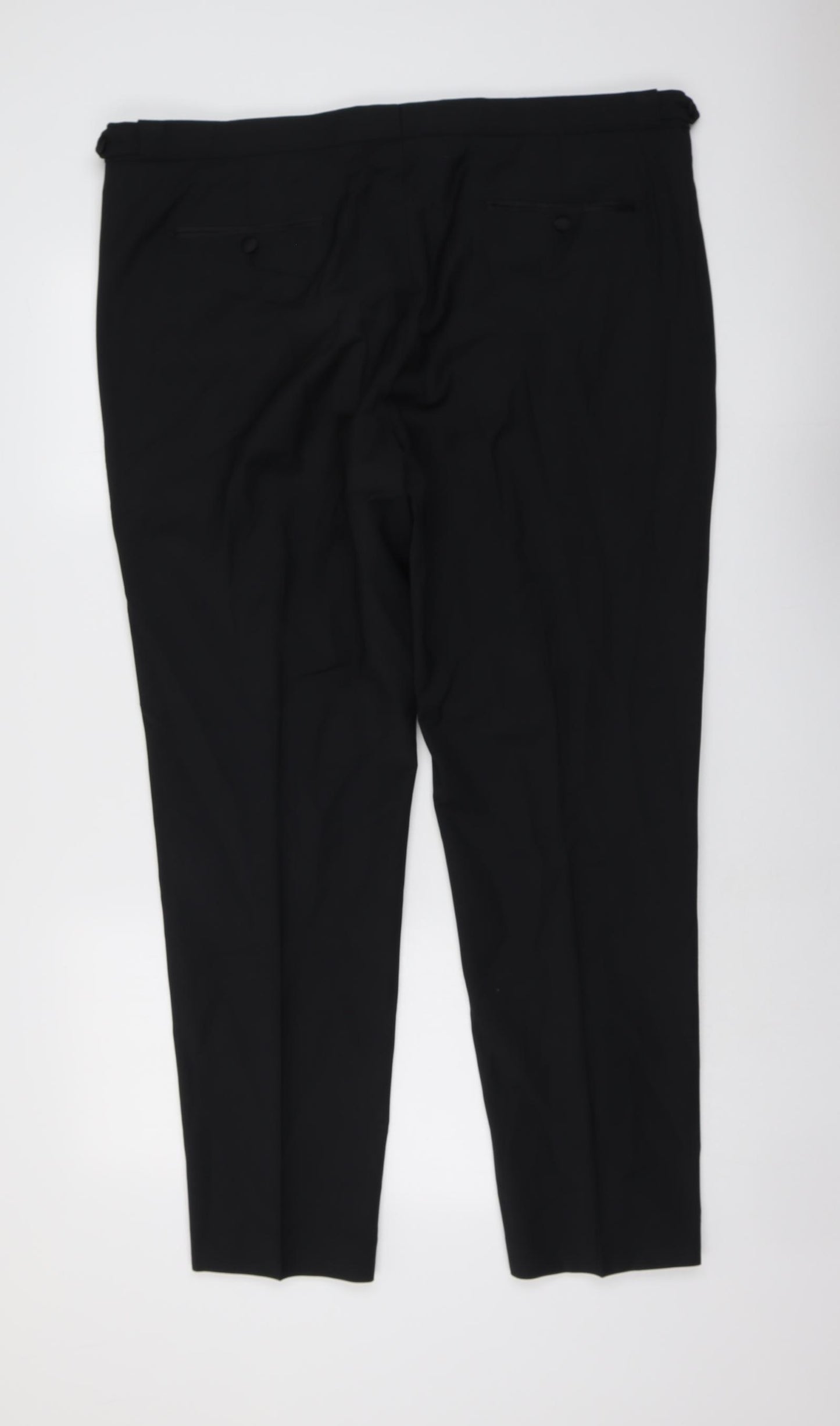 Marks and Spencer Mens Black Wool Dress Pants Trousers Size 42 in L31 in Regular Button