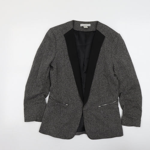 H&M Womens Grey Polyester Jacket Blazer Size 10