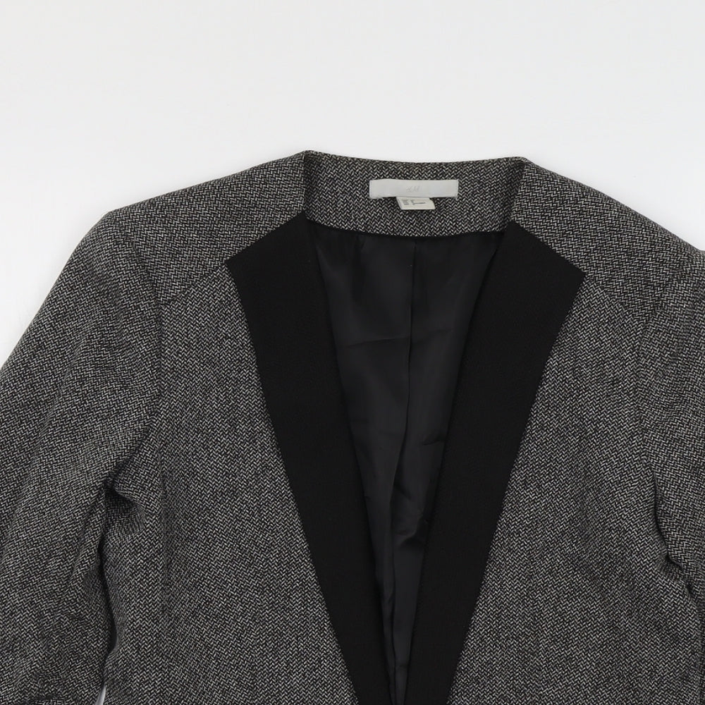 H&M Womens Grey Polyester Jacket Blazer Size 10